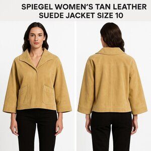 SPIEGEL WOMEN'S TAN LEATHER SUEDE JACKET SIZE 10